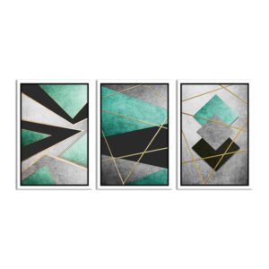 Black and green abstract painting set