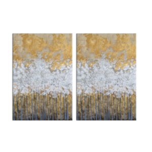 Abstract paintings set gold and gray