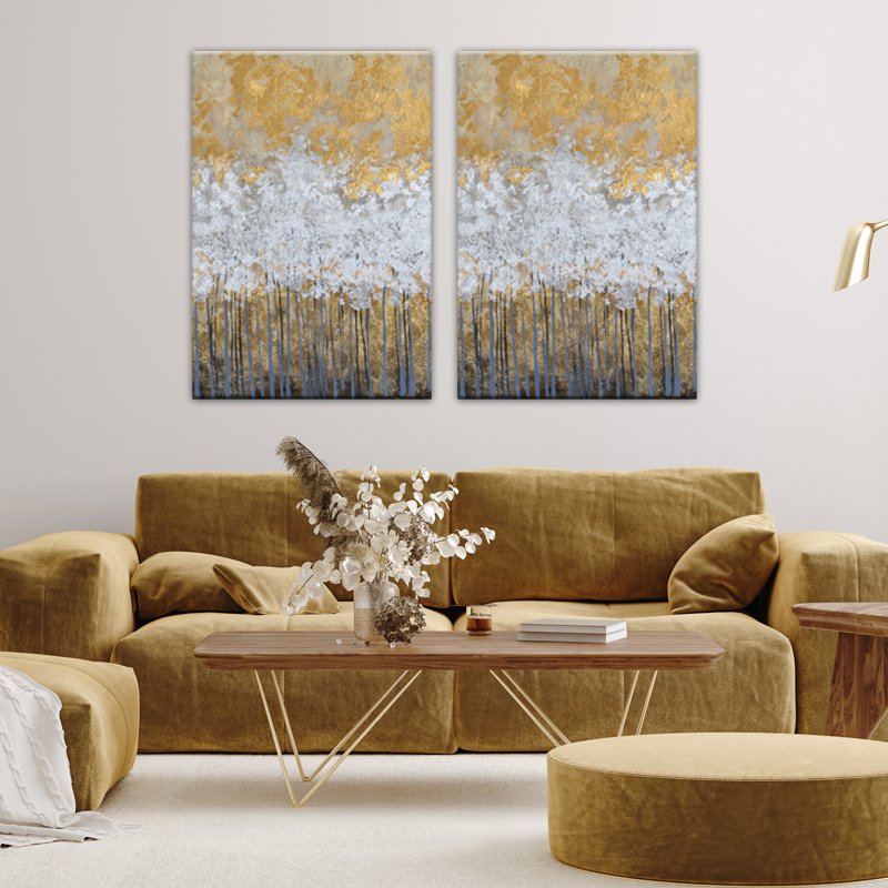 AB01513--abstract art فن تجريدي Abstract paintings set gold and gray