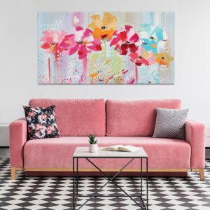 abstract painting calligraphy and flowers