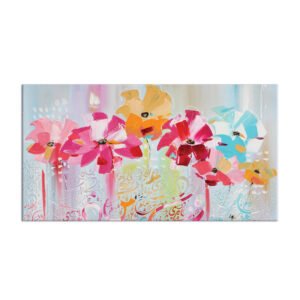 abstract painting calligraphy and flowers