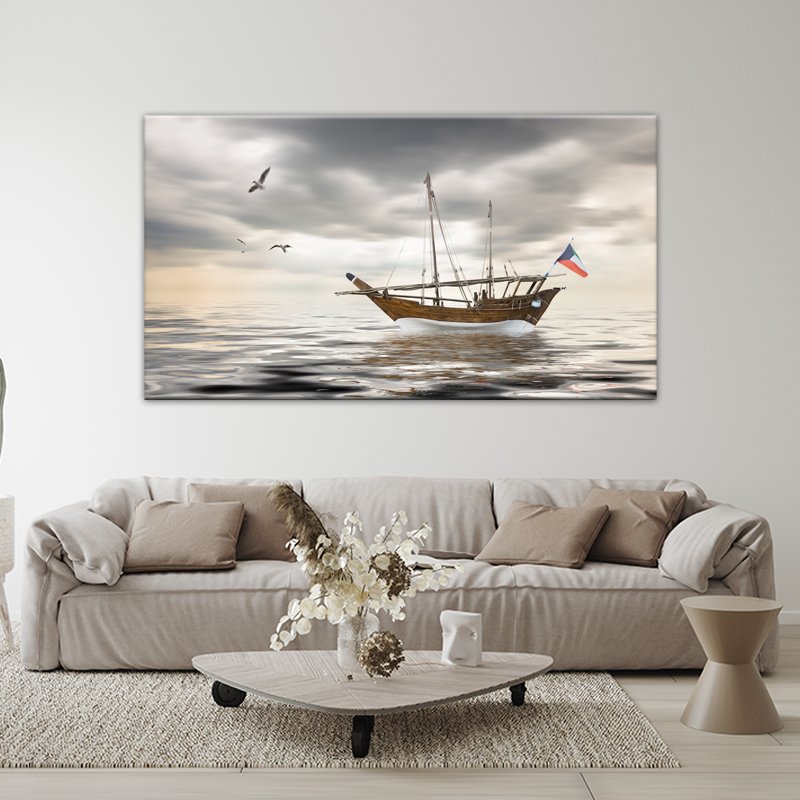 CI04514-Painting Boat In Kuwait Sea Painting Boat In Kuwait Sea