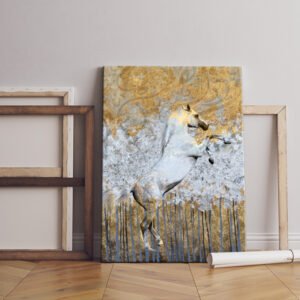 Horse Painting Gold And Grey
