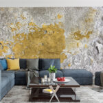 Printed Sticker Wall Concrete Gold And Gray