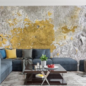 Printed Sticker Wall Concrete Gold And Gray
