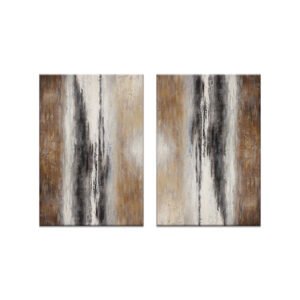 Abstract art painting set in brown and black colors
