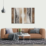 Abstract art painting set in brown and black colors