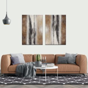 Abstract art painting set in brown and black colors