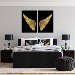 wall art wings with gold and black colors