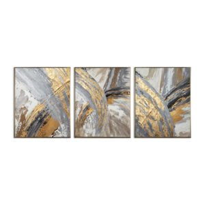 Abstract painting set in golden and gray colors