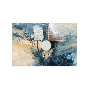 Abstract painting in beige and dark blue colors