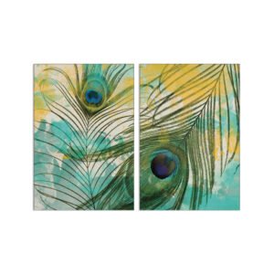 Paintings set peacock feathers