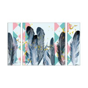 Paintings set feathers