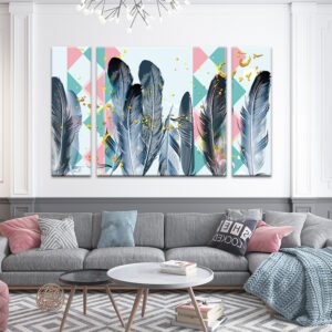 Paintings set feathers
