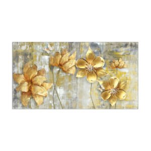 Gold flower painting with gray background