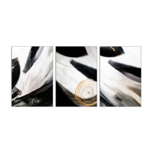 Abstract art paintings set in black and gold colors