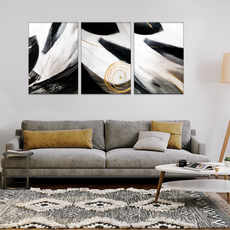 Abstract art paintings set in black and gold colors-AB01537 Abstract art paintings set in black and gold colors