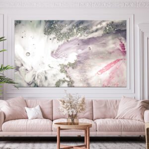 Paintings Wanasah Design - Abstract painting in pink and silver colors