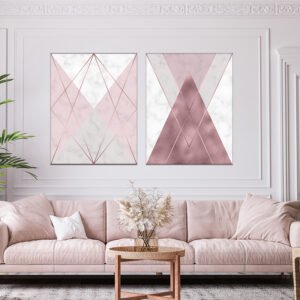 Abstract paintings set in nude and gray colors