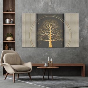 Gold and gray paintings set