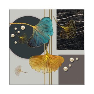Abstract painting in Tiffany, black and gold colors