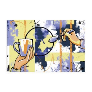 Tea Cup Painting printed on raw canvas and stretched on a wooden frame