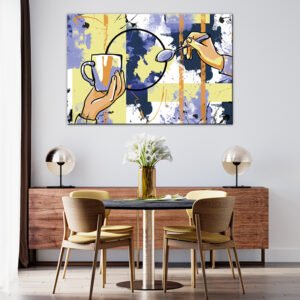 Tea Cup Painting printed on raw canvas and stretched on a wooden frame