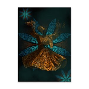 Dervish painting in turquoise and brown