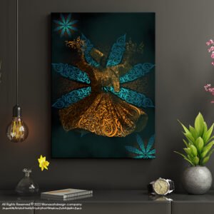 Dervish painting in turquoise and brown