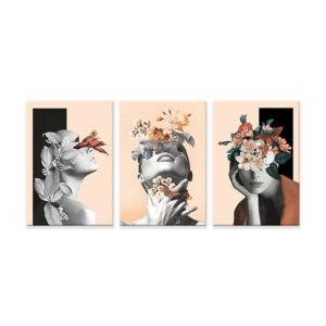 Paintings set for inner beauty printed on raw canvas and stretched on a wooden frame