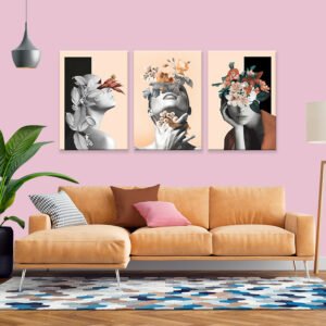 Paintings set for inner beauty printed on raw canvas and stretched on a wooden frame