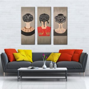 Japanese style paintings set printed on raw canvas and stretched on a wooden frame