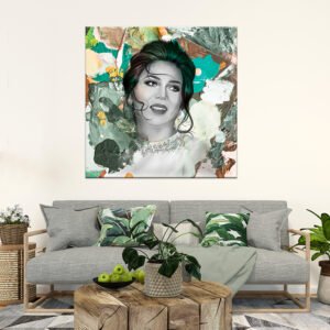 Painting for Nawal alkuwaitya in different colors printed on raw canvas and stretched on a wooden frame