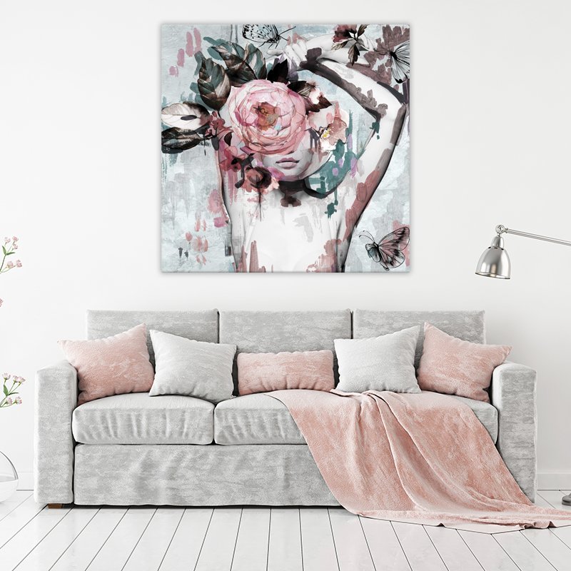 Pink and Gray Girl Wall Painting Pink and Gray Girl Wall Painting