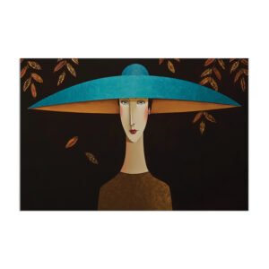 The girl in the hat is black and turquoise