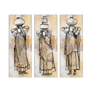 A set of paintings for girls carrying a jar