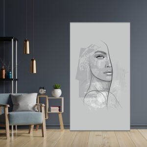 Painting for girl face in gray color