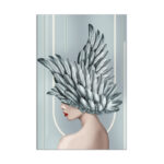 Girl face painting with two feather wings