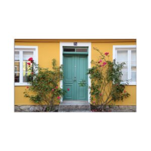 Yellow and green house facade painting