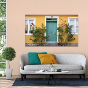 Yellow and green house facade painting