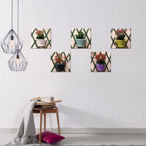 Flower vases paintings set
