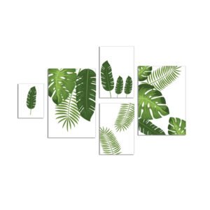 Green leaves paintings set