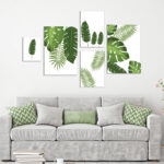 Green leaves paintings set