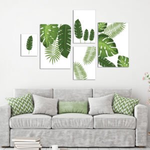 Green leaves paintings set
