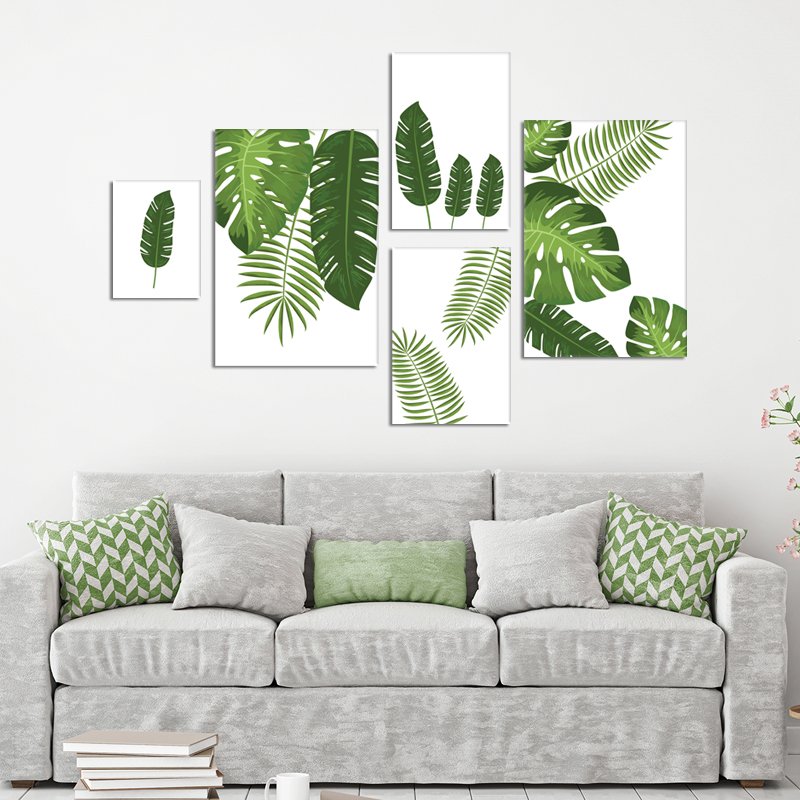 Green leaves paintings set Green leaves paintings set