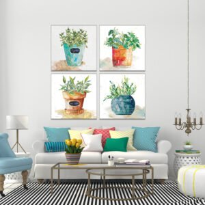Paintings set of flower vases