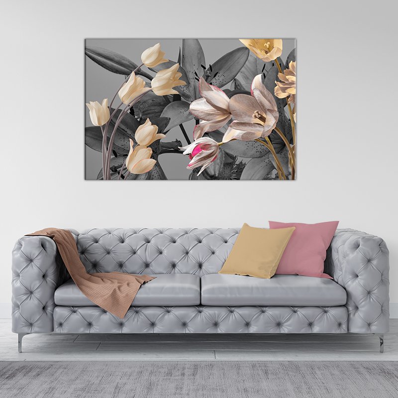 Flowers painting with gray color Flowers painting with gray color