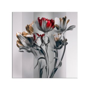 Painting flowers with red and gray colors
