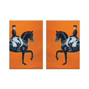Horse painting set in black and orange color (Hermes)