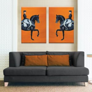 Horse painting set in black and orange color (Hermes)